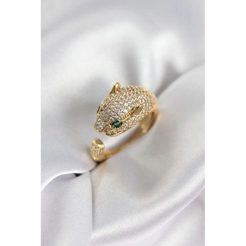 Jaguar Model Gold Renk Zirkon Taşlı Kadın Yüzük