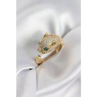 Jaguar Model Gold Renk Zirkon Taşlı Kadın Yüzük