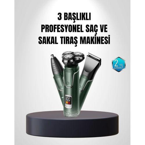 3d Akıllı Kesim Teknolojili  Tıraş Seti – 3 Başlıklı, Paslanmaz Çelik Bıçaklı