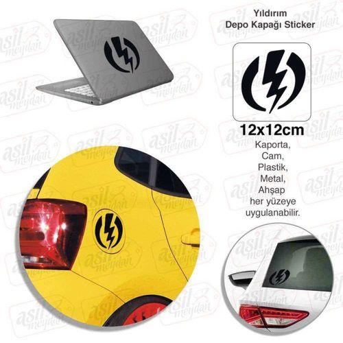 Yıldırım Şimşek Yakıt Depo Kapağı Siyah Kapak Sticker, Araba, Oto Etiket, Tuning, Aksesuar, Modifiye