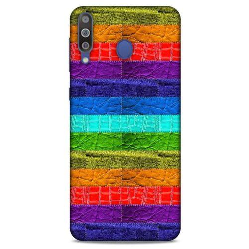 Samsung Galaxy M30 Kılıf Patchwork (38) Neo Hybrid Kılıf Yeşil Kırmızı Mor