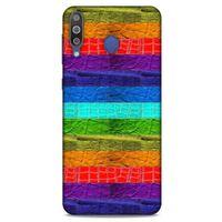 Samsung Galaxy M30 Kılıf Patchwork (38) Neo Hybrid Kılıf Yeşil Kırmızı Mor