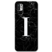 Poco M3 Pro Kılıf HD Desen Baskılı Arka Kapak - Siyah Mermer Desenli I Harfi