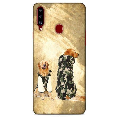 Samsung Galaxy A20s Kılıf Köpek Kıyafetleri (32) Soft Silikon Kılıf Golden Kapişonlu Polar
