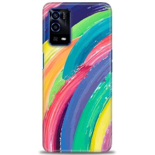 Oppo A55 Kılıf HD Baskılı Kılıf - Rengarenk + Tam Ekran Koruyucu