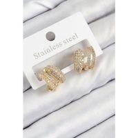 Pirinç Zirkon Taşlı Kıvrımlı Model Gold Renk Kadın Küpe