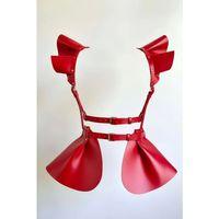 Kırmızı Etek Parlak Deri Volanlı Korse Detaylı Etek - Brf1001