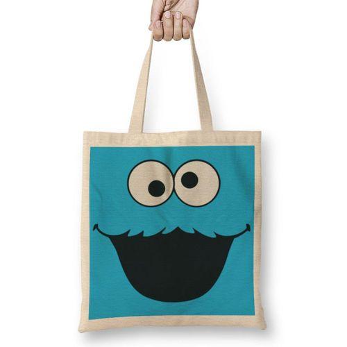 Cookie Monster Kurabiye Canavarı Bez Çanta Uzun Saplı