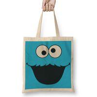 Cookie Monster Kurabiye Canavarı Bez Çanta Uzun Saplı