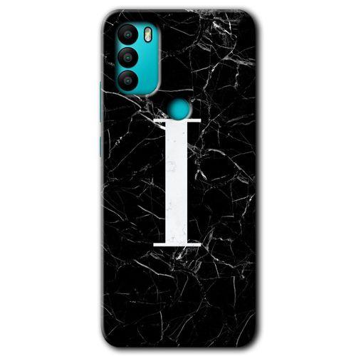 MRCİLETİSİM MRCİLETİSİM General Mobile GM 21 Plus Kılıf HD Desen Baskı Arka Kapak+Temperli Cam-Siyah Mermer Desenli I Harfi