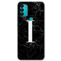 MRCİLETİSİM MRCİLETİSİM General Mobile GM 21 Plus Kılıf HD Desen Baskı Arka Kapak+Temperli Cam-Siyah Mermer Desenli I Harfi