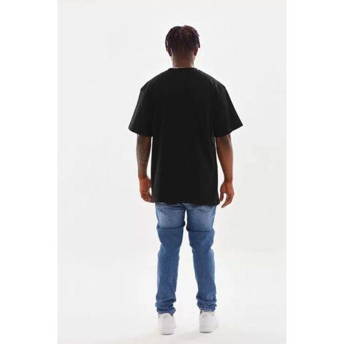 Unisex Baskılı Oversize T-Shirt - Siyah