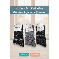 Barış Kalp Desenli Likralı Kadın Soket Çorap Adet