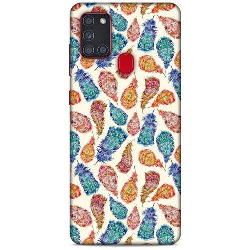 Samsung Galaxy A21s Kılıf Desenli Özel Seri Tüyler (36) Glitter Kılıf