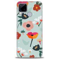 Realme C15 Kılıf HD Baskılı Kılıf - Çiçekli Dallar + Tam Ekran Koruyucu