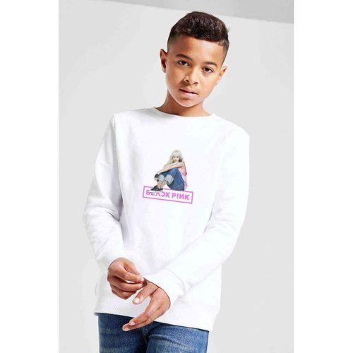 Lisa BLACKPINK YG Entertainment K Pop Baskılı Unisex Çocuk Beyaz Sweatshirt