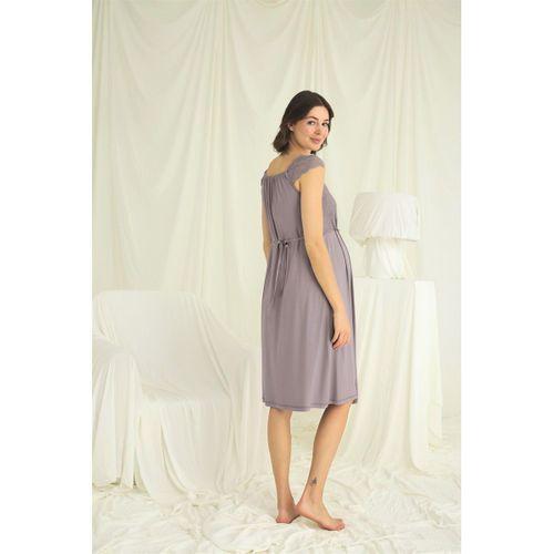 Dantelli Önü Düğmeli Hamile Lohusa Sabahlık Takımı