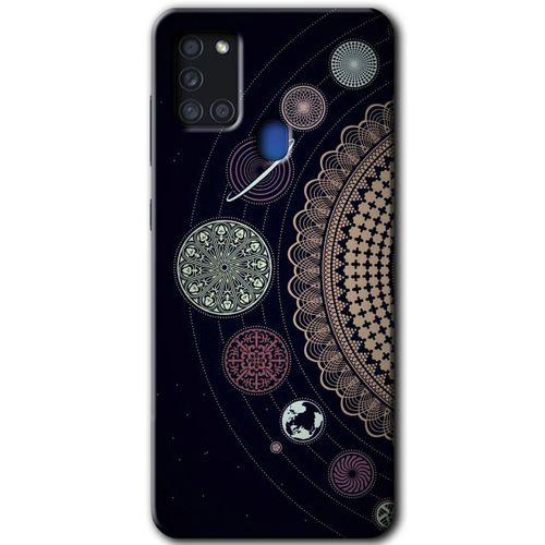 Samsung Galaxy A21s Kılıf Baskılı Kapak - Gezegen Döngüsü + 5D Tam Kaplayan Cam