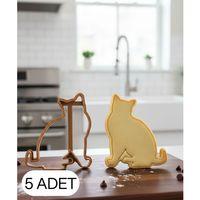5Li Kedi Figürlü Mini Boy Kurabiye Kalıbı Hamur Kesici Şeker ve Oyun Hamuru İçin Tek  Parça