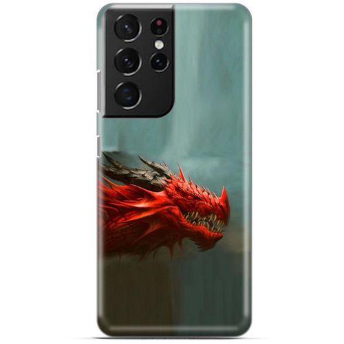 Samsung Galaxy S21 Ultra Kılıf Dragons (17) Tasarım Kılıf Siyah Boynuzlu Ejderha