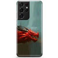 Samsung Galaxy S21 Ultra Kılıf Dragons (17) Tasarım Kılıf Siyah Boynuzlu Ejderha