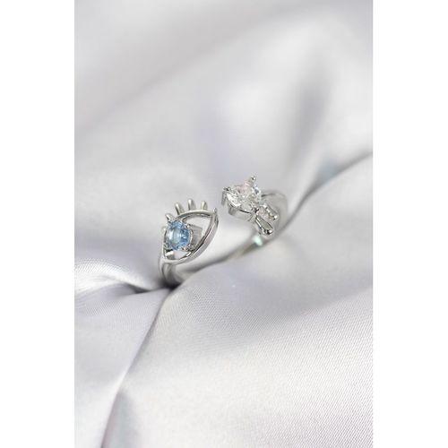 Gözyaşı Model Gümüş Renk Zirkon Taşlı Kadın Yüzük