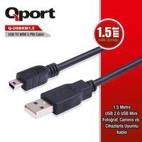 QPORT (Q-USBKM1.5) USB2.0 TO MINI USB 1.5M DATA KABLO