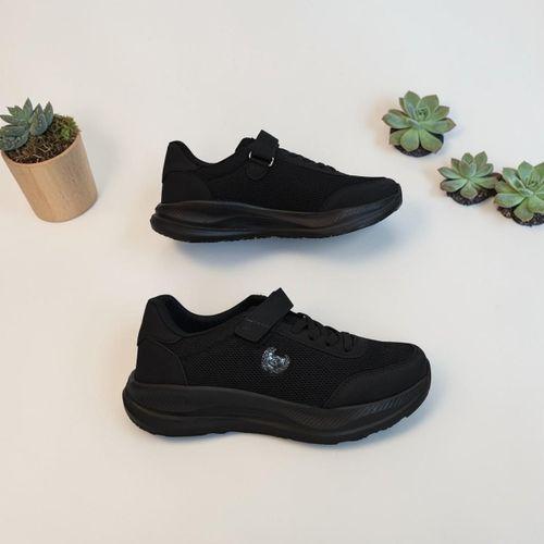 Black Sea 621 Siyah Cırtlı Bağacaklı Fuspetli Bayan Spor Ayakkabı