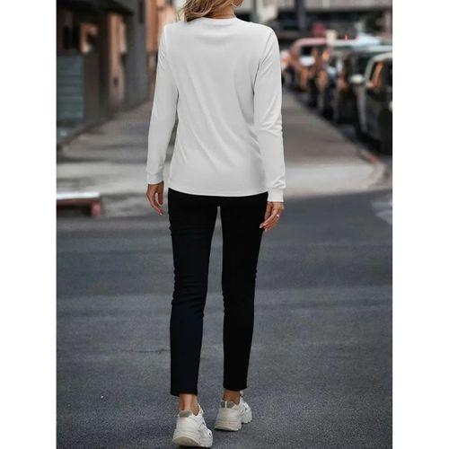 Kadın Uzun Kollu Bisiklet Yaka Cepli Viskon Iki Iplik Bluz Ve Pantolon Ikili Takım