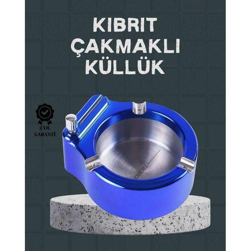 Masa Üstü Çakmaklı Küllük Paslanmaz Metal Gövde
