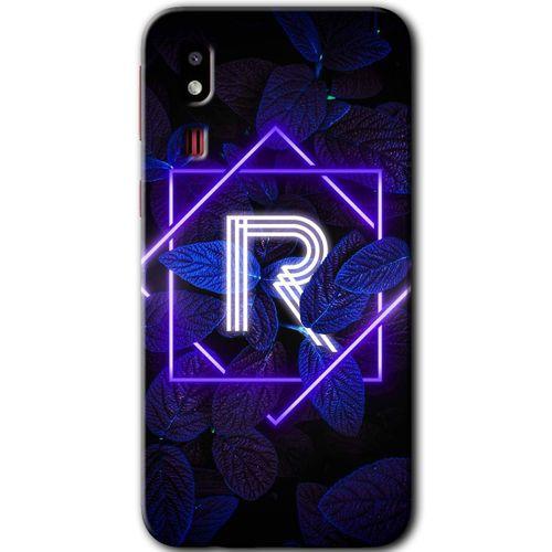 Galaxy A2 Core Kılıf HD Desen Baskılı Arka Kapak - Dark Neon Yaprak R Harfi