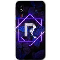 Galaxy A2 Core Kılıf HD Desen Baskılı Arka Kapak - Dark Neon Yaprak R Harfi