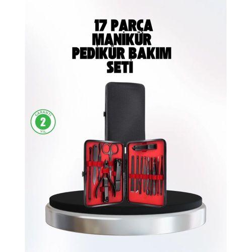 El Ve Ayak Bakım Seti 17 Parça Taşınabilir Deri Çantalı Manikür Seti