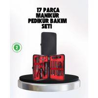 El Ve Ayak Bakım Seti 17 Parça Taşınabilir Deri Çantalı Manikür Seti