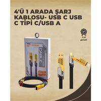 4'ü 1 Arada Metal Hızlı Veri Kablosu – 65w Güç, 27w İphone Desteği, 480mbps Aktarım