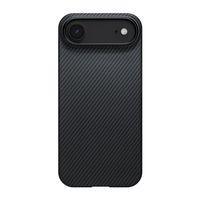 Apple iPhone 17 Air Kılıf M-safe Şarj Özellikli 1500D Aramid Fiber Pitaka Ultra-Slim Classic Serisi Black-Grey Twill Kapak