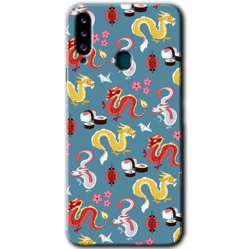 Potkal Hediye Fabrikası Samsung Galaxy A20s HD Baskılı Kılıf + 9D Tam Ekran Koruyucu - Funky Dragon