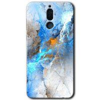 Huawei Mate 10 Lite Kılıf Baskılı Kapak - Mavi Buzul + 5D Tam Kaplayan Cam