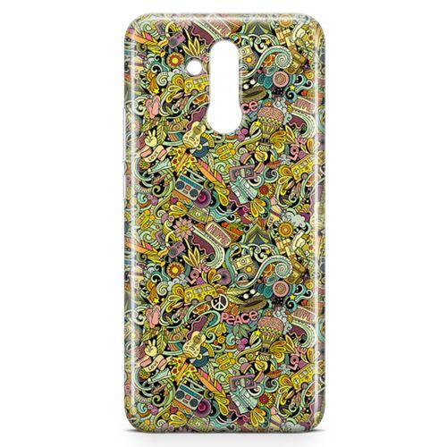 Huawei Mate 20 Lite Kılıf Hippie Doodle Arka Kapak Koruma Desenli Full Koruyucu