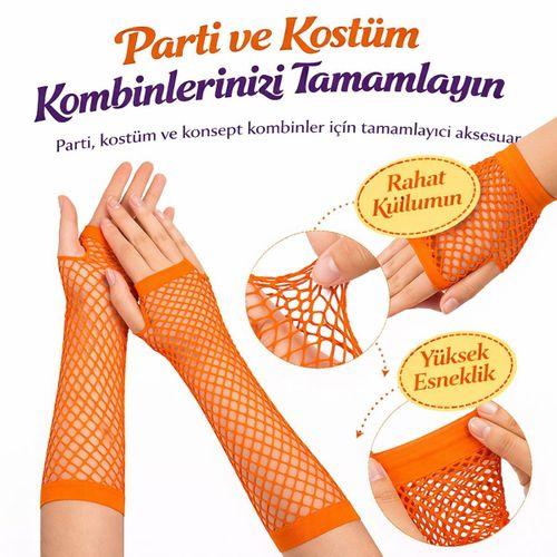 Retro Turuncu File Parmaksız Eldiven 26 cm