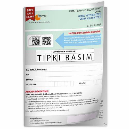 2025 KPSS LİSANS GY-GK ÖSYM Tıpkı Basım Çıkmış Soru Deneme Kitapçığı (Çözümlü Türkiye Geneli Sınav)