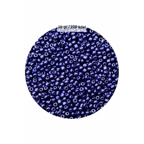 Lacivert Renk 4 mm Yaklaşık 220 adet/20 gram Cam Boncuk Oya Yazma Bileklik ve Kolye