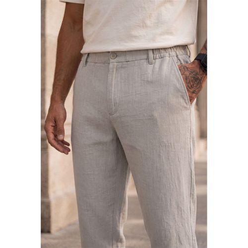 Sorrentino Relax Fit %100 Pamuk Flamlı Kumaş Erkek Jogger Pantolon - Mineral Gri