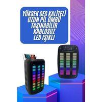 Taşınabilir 6.5 İnç Led Bluetooth Kareoke Hoparlör Rgb Işıklı Radyolu
