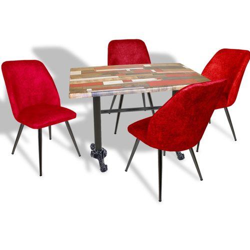 Dockers Çipa – Nilüfer Mutfak Masa Takımı - 70x120 (Werzalit, Wermodin ve Allzalit Tabla) - Red Wood - Bordo