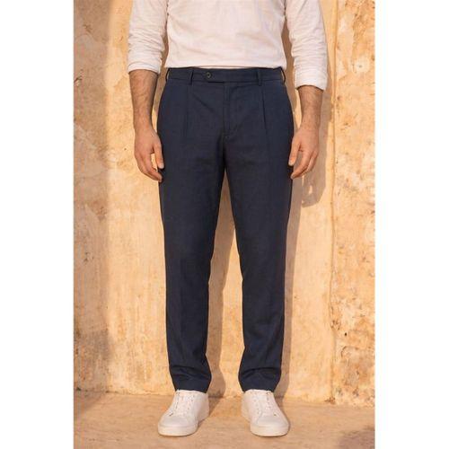 Forner Regular Fit Beli Lastikli Kemer Detaylı Erkek Kumaş Pantolon - Lacivert