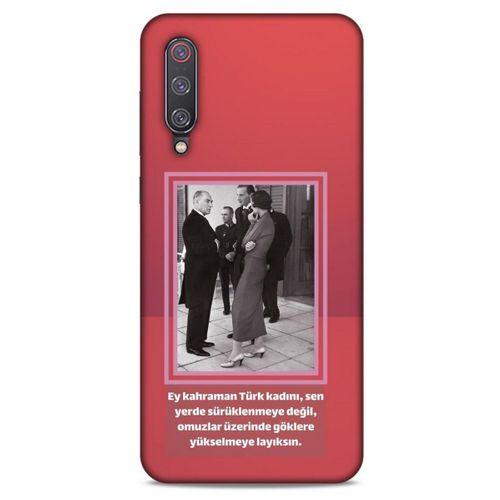 Xiaomi Mi 9 Kılıf Atatürk (5) Koruma Kabı Açık Kırmızı
