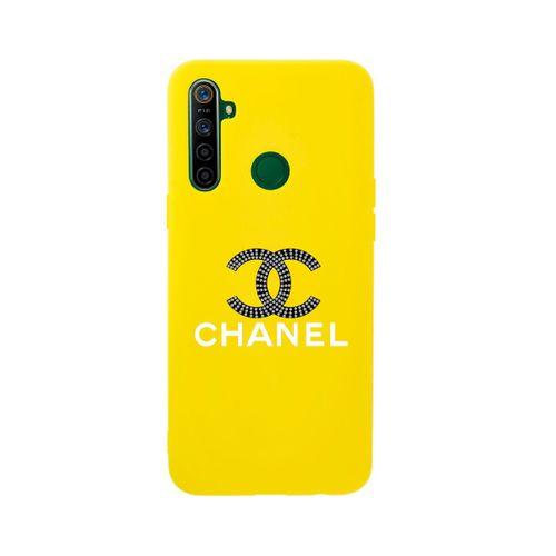 Oppo Realme 5i Channel Desenli Premium Silikonlu Sarı Telefon Kılıfı