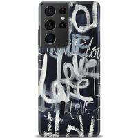 Samsung Galaxy S21 Ultra Kılıf HD Baskılı Kılıf - Gri Love + Tam Ekran Koruyucu