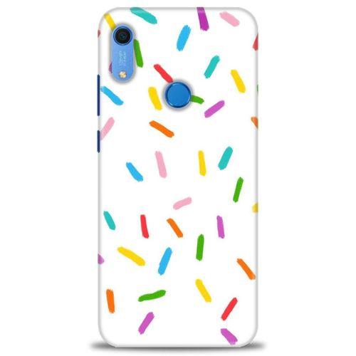 Huawei Y6S Kılıf HD Baskılı Kılıf - Renkli Konfeti + Tam Ekran Koruyucu